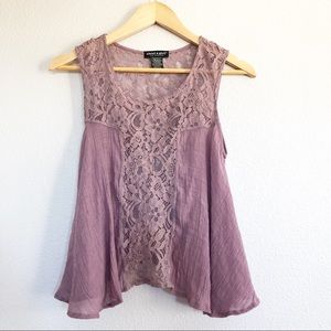 About A Girl Purple Lace Crop Top Sz Small